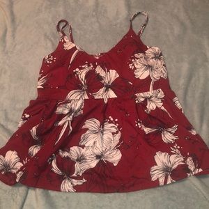 Plus Flower Burgundy Tank Top